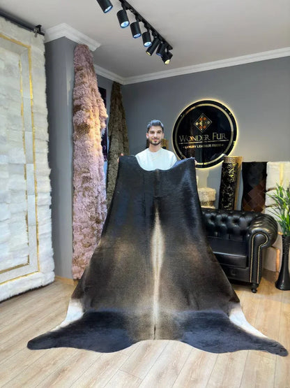 Tricolour 100% Genuine Cowskin Bedroom Rug, Natural Cow Hide Decor