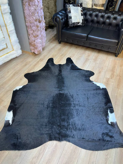 Unique Natural Black Cowskin Decor Rug, Speckled Cow hide carpet