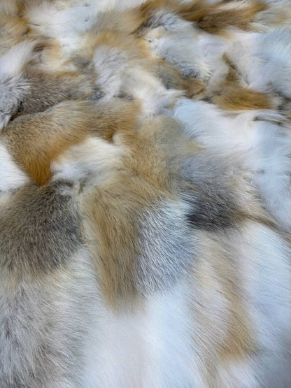 Luxury Golden Brown 100% Genuine Fox Fur Area Rug for Living Room