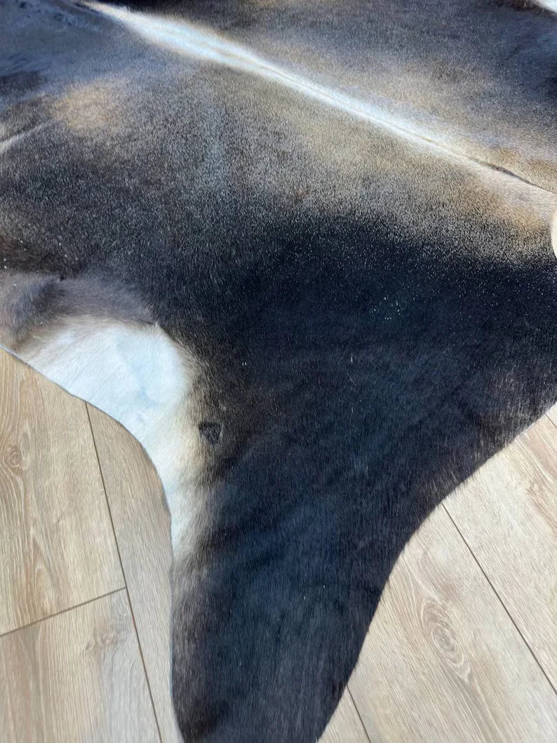 Tricolour 100% Genuine Cowskin Bedroom Rug, Natural Cow Hide Decor