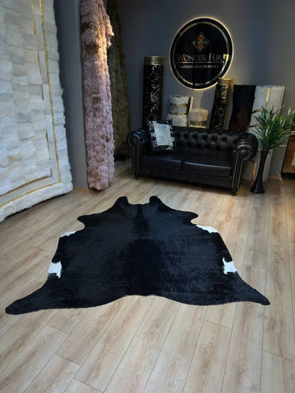 Unique Natural Black Cowskin Decor Rug, Speckled Cow hide carpet