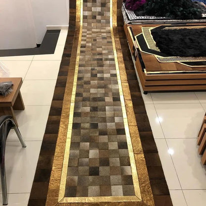 Handmade Brown High Quality Cowhide Area Rug, Genuine Cow Skin Runner Rug