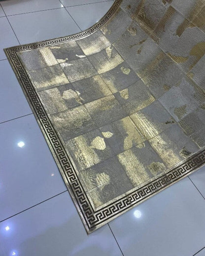 Silver Gold Handmade Natural Sheepskin Rug with Sophisticated Handmade Rug