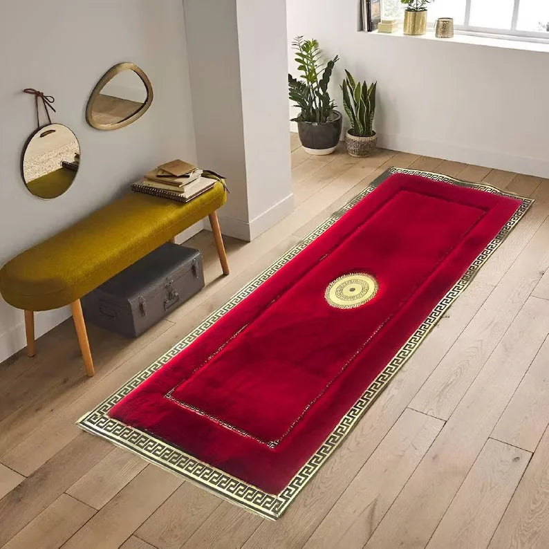 Luxury Handmade Faux Fur Living Room Rug , Handmade Red Modern Rug