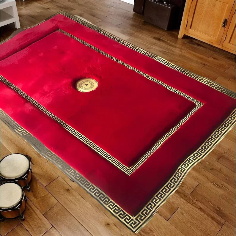 Luxury Handmade Faux Fur Living Room Rug , Handmade Red Modern Rug