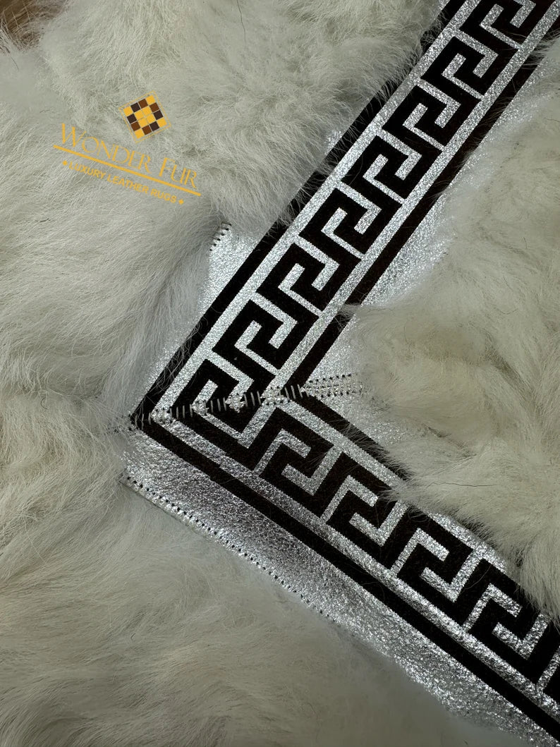 Luxury Soft White Silver Genuine Sheepskin Fluffy Handmade Runner Rug