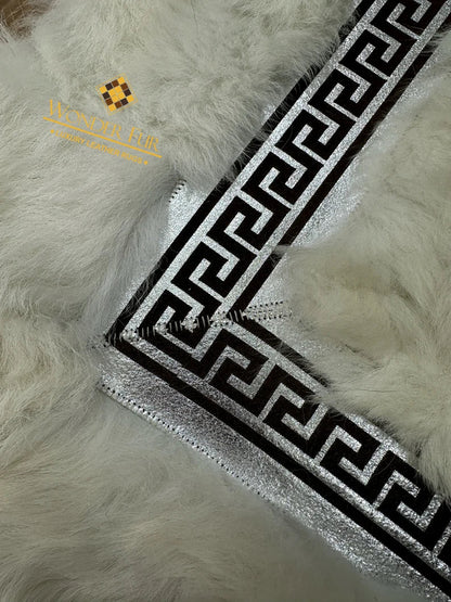 Luxury Soft White Silver Genuine Sheepskin Fluffy Handmade Runner Rug