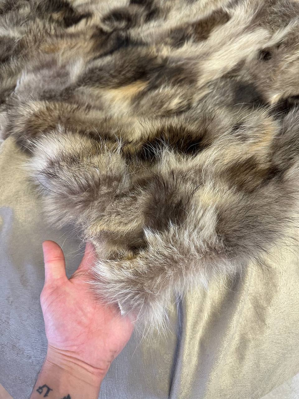 Handmade Natural Raccoon Fur Bedspread, 100% Handmade Shaggy Throw Blanket