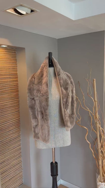 Real Brown Rabbit Fur Scarf | Winter Warm Fur Wrap