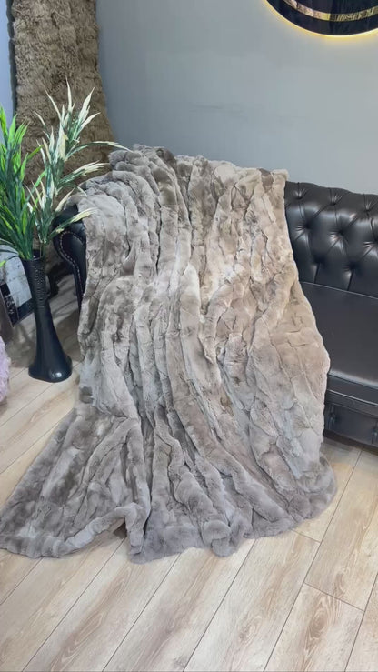 Handmade Real Rabbit Fur Blanket Throw , Personalized Handmade Fur Sofa Cover Bedspread, Throw Blanket, Fluffy Blanket, Bedspread Cover