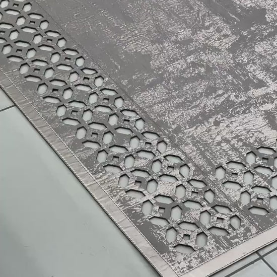 Luxury Handmade Rose Gold Faux Leather Area Living Room Rug