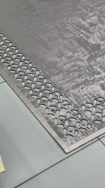 Luxury Handmade Rose Gold Faux Leather Area Living Room Rug