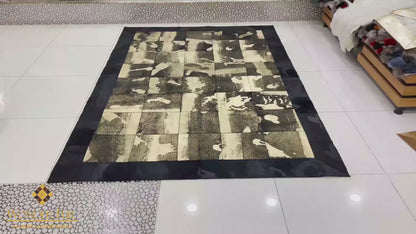 Luxury Black Gold Handmade Sheepskin Rug, Soft 100% Natural Sheep Skin Rug