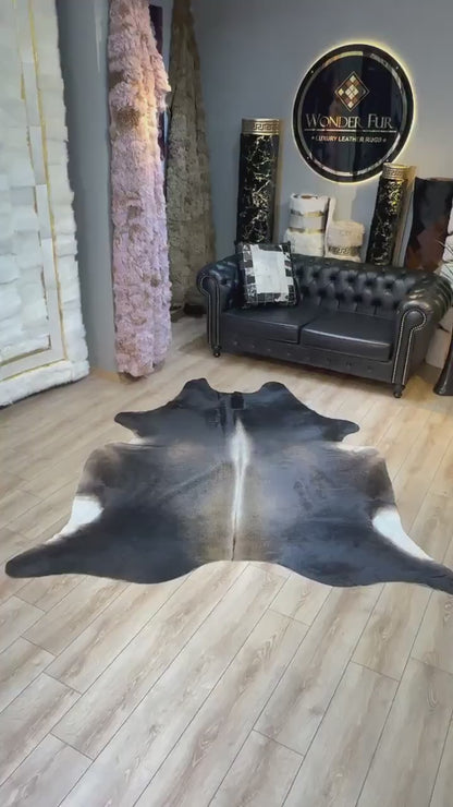 Tricolour 100% Genuine Cowskin Bedroom Rug, Natural Cow Hide Decor