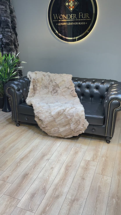 Real Sheepskin Fur Blanket Throw, Personalized Handmade Fur Bedspread