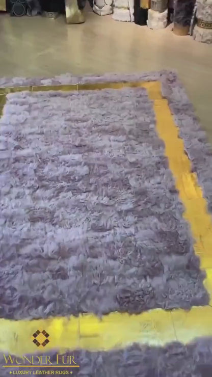 Luxury Lilac Fluffy Ultra Soft Natural Sheepskin Rug, Handmade Area Rug