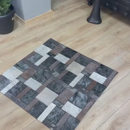 Multicolor Handmade Home Decor Real Cowhide Rug ,3x5 Office Modern Rug