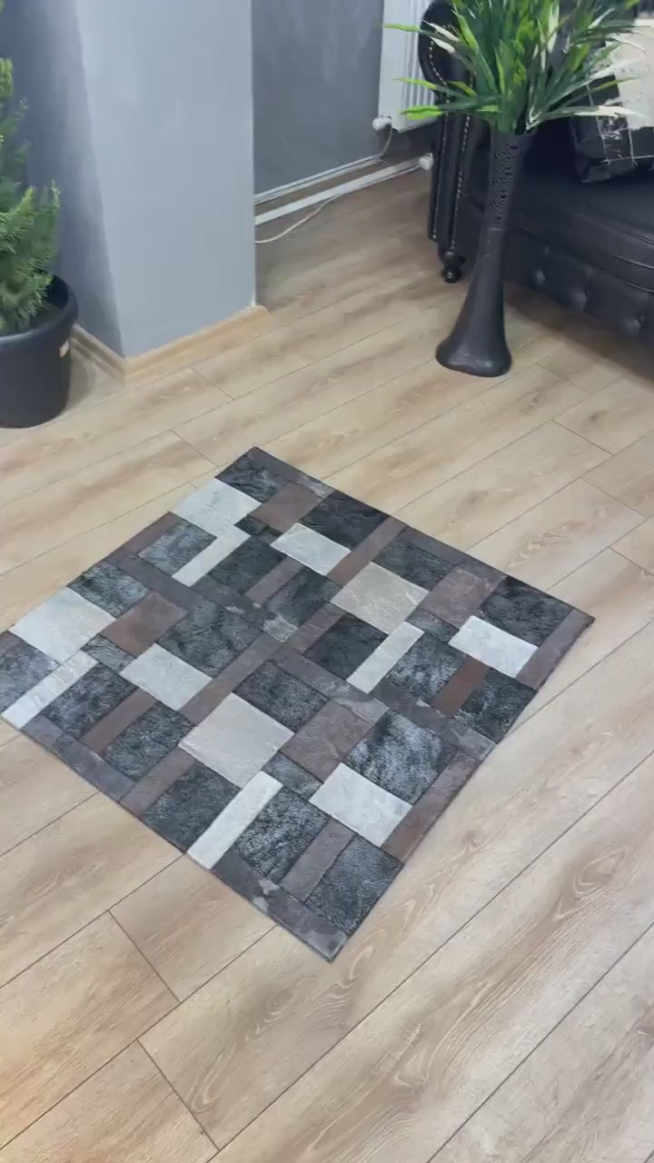 Multicolor Handmade Home Decor Real Cowhide Rug ,3x5 Office Modern Rug