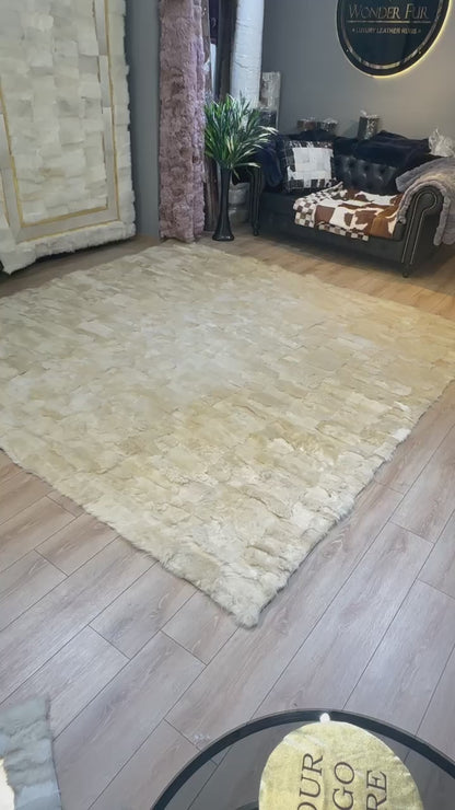 Elegant Natural Handmade Sheepskin Beige And Living Room Rug