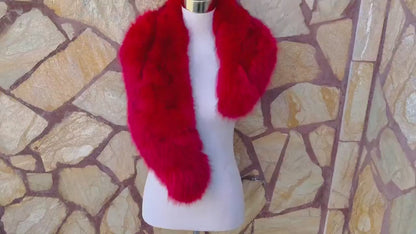 Red FOX FUR Collar • Real Fur Collar • Real Fur Scarf