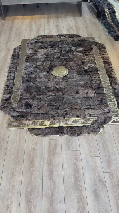 Wonderful Fluffy Soft Gray And Silver Sheepskin Large Area Office Rug