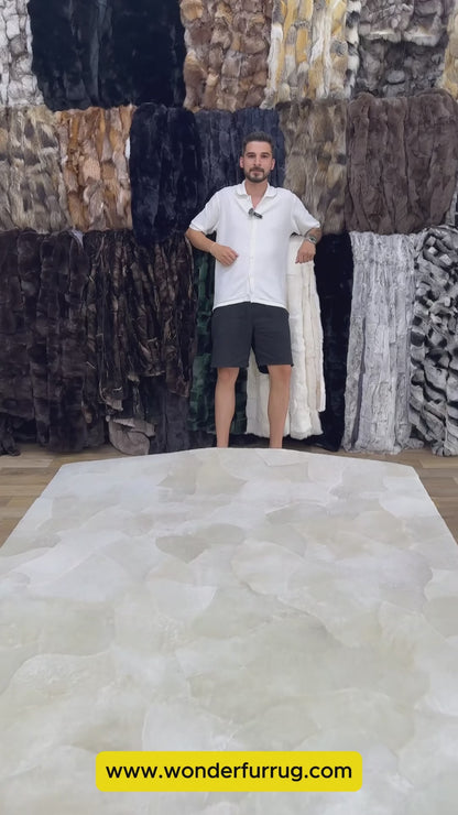 Handmade Natural Bej Lambakin FurRug, 100% Handmade Shaggy Sheepskin Carpet