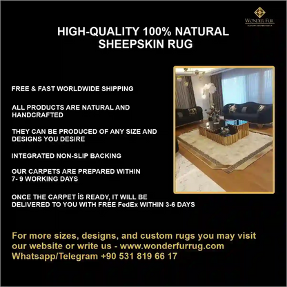 Sheepskin White Gold Fluffy Area Rug, Soft Luxury Carpet