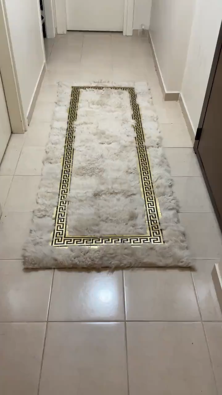 White Gold Fluffy Genuine Sheepskin Runner 3x10 Rug, Ultra Soft Handmade Rug